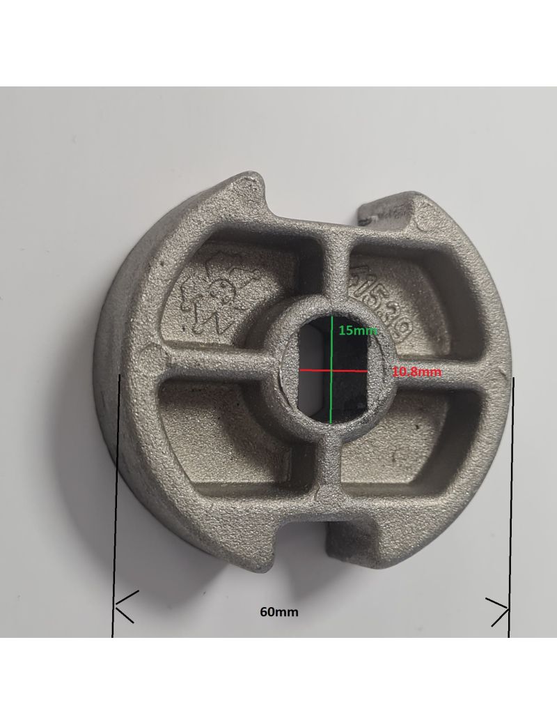 Roue entrainement Tube deprat 62 - trou oblong 10x15mm