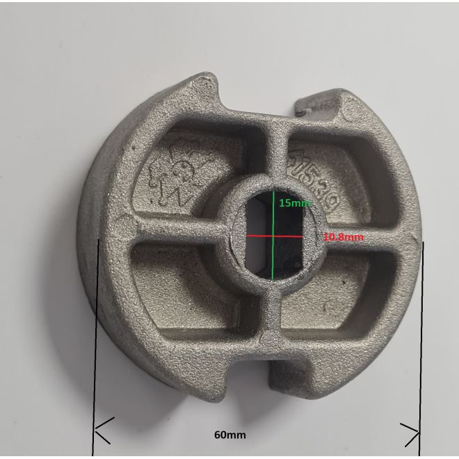 Roue entrainement Tube deprat 62 - trou oblong 10x15mm