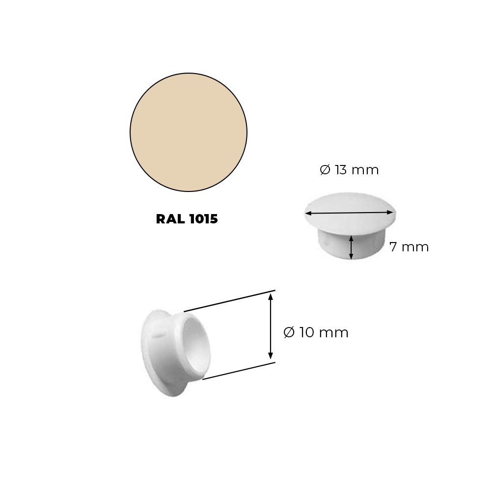 Lot De 200 Bouchons Cache-Trou Plastique Beige 8 Mm - Tête 12 Mm