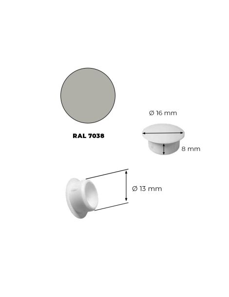 10 Bouchons PVC gris 13mm cache trous ± RAL 7038