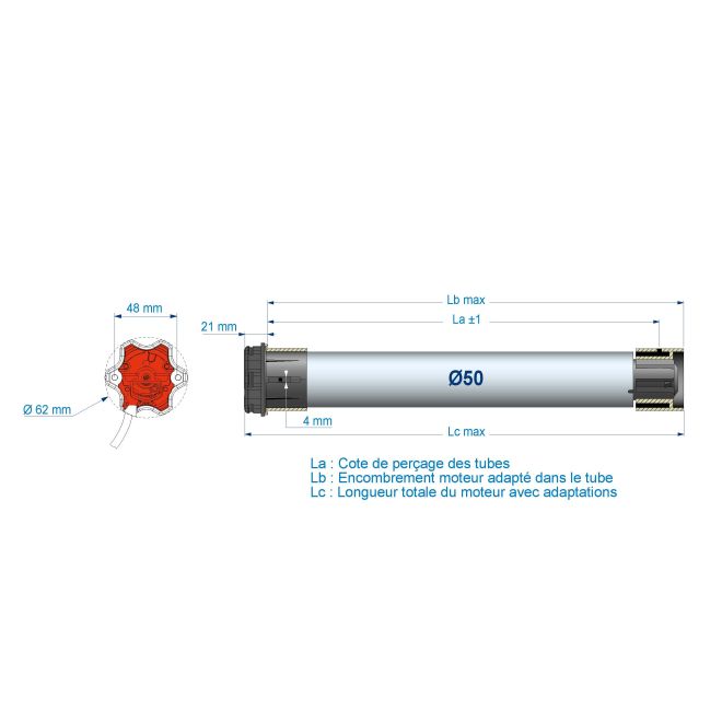 Moteur Simu T5S AUTO Filaire Ø50 - 25 Nm