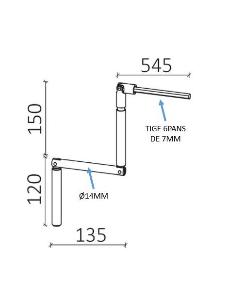Manivelle de secours sans barillet à clé Alulux 