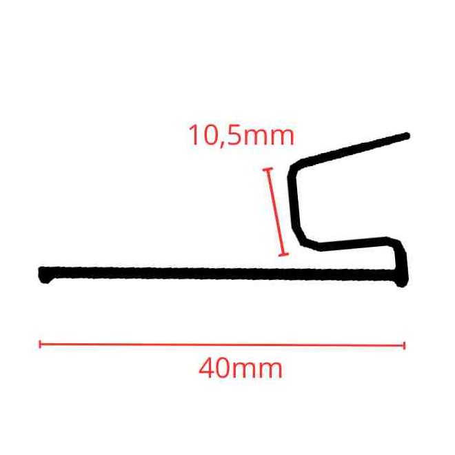 Sous face PVC Blanc 40mm/10mm - côtes