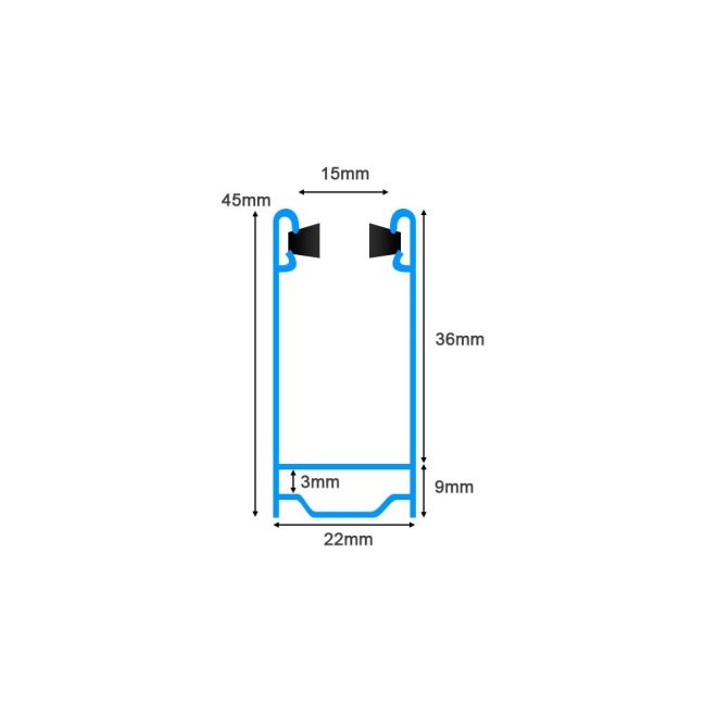 Echantillon de 3cm Coulisse Tradi express 45x22 ral 7016 en 