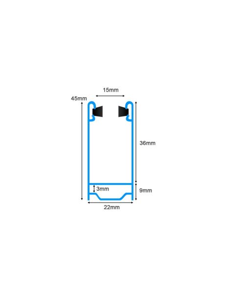 Echantillon de 3cm Coulisse Tradi express 45x22 ral 7016 en 