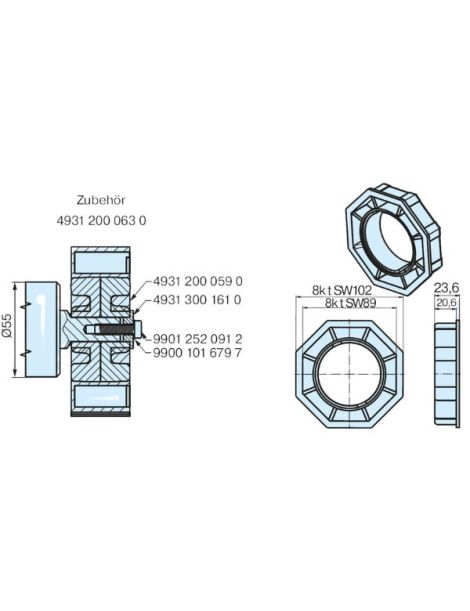Roue et couronne OCTO 102 Alulux pour moteur Becker Ø60mm