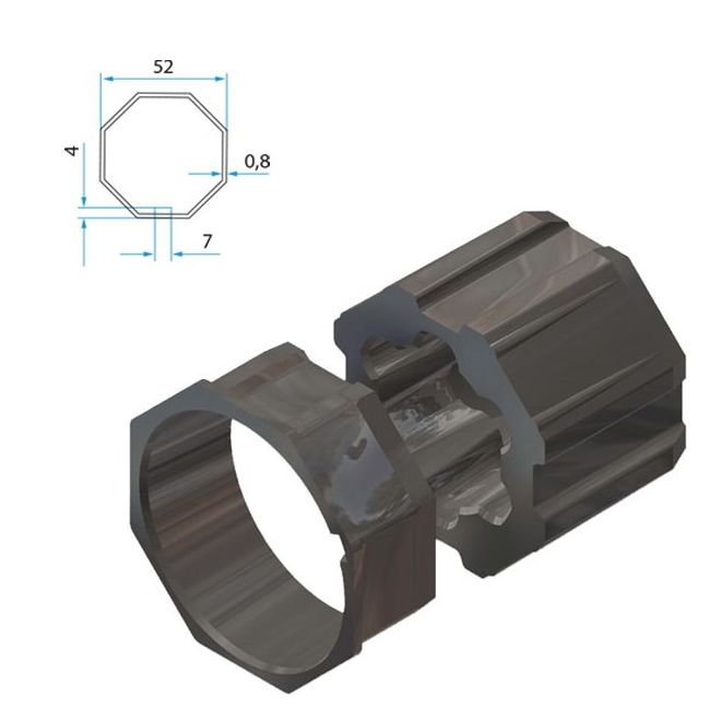 Adaptateurs moteur CherubiniØ45 - tube octo 52