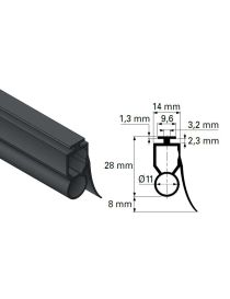 Echantillon Joint lame finale porte de garage caoutchouc (pour cellules)