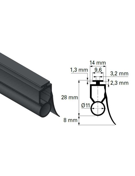 Echantillon Joint lame finale porte de garage caoutchouc (pour cellules)