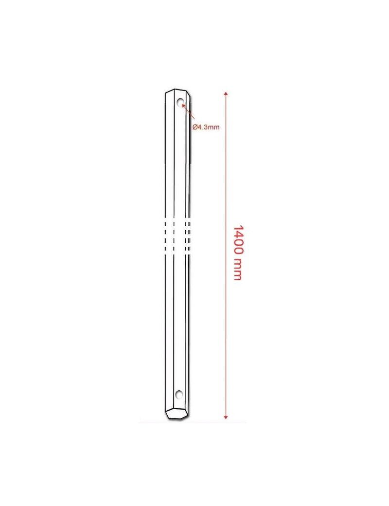 Tringle Alu laquée 1400mm Blanc Hexagonale de 10mm