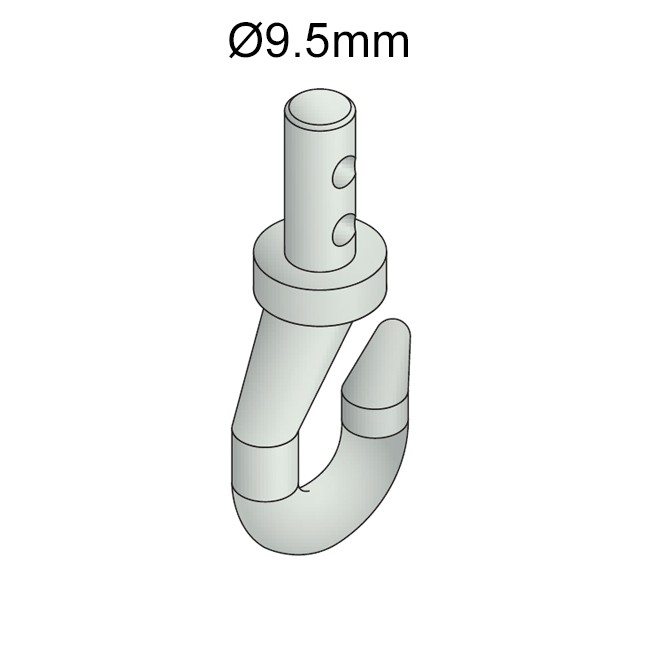Crochet pour tringle oscillante  et petit anneau