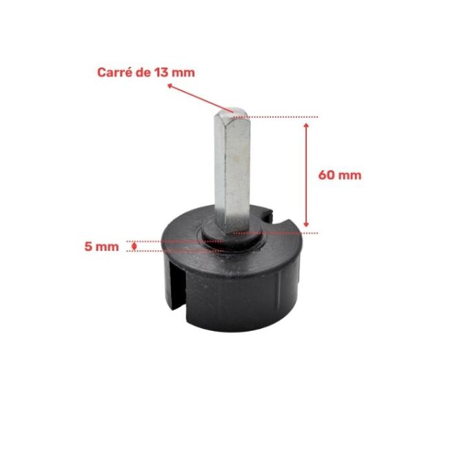 Embout de tube 70 mm - carré de 13mm Mâle