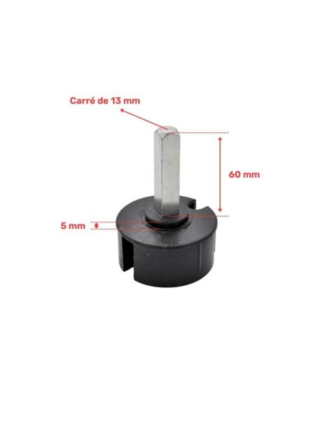 Embout de tube 70 mm - carré de 13mm Mâle