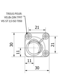 Sortie de caisson Déportée 30° 6P7 - diam 13mm Blanc