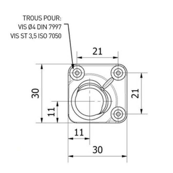 Sortie de caisson Déportée 30° 6P7 - diam 13mm Blanc