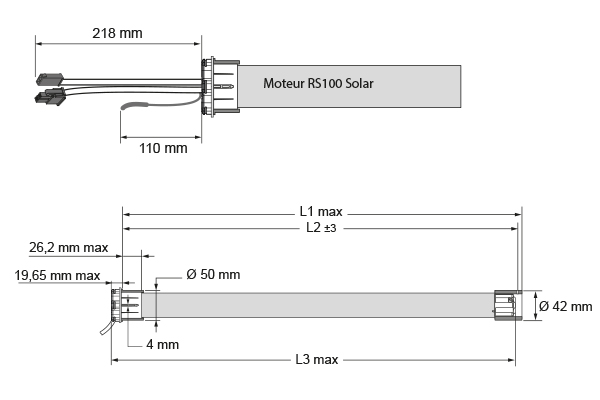 Caractéristique Moteur SOMFY RS100 solar io