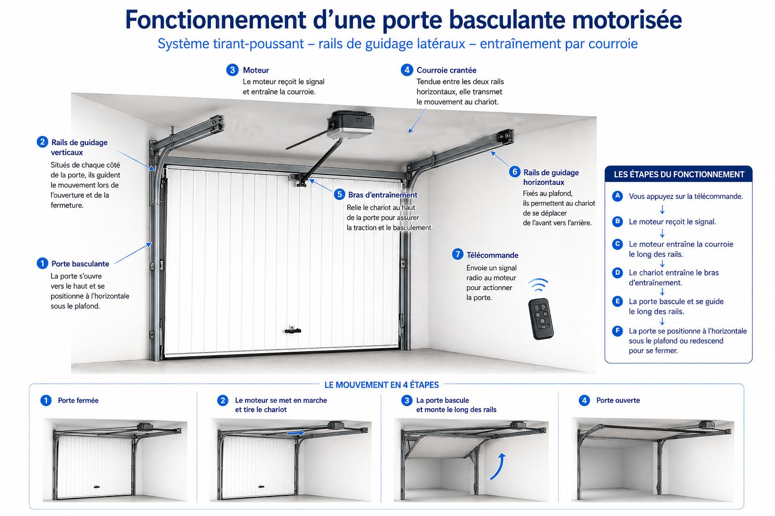 Schéma explicatif du fonctionnement d'un moteur tirant-poussant