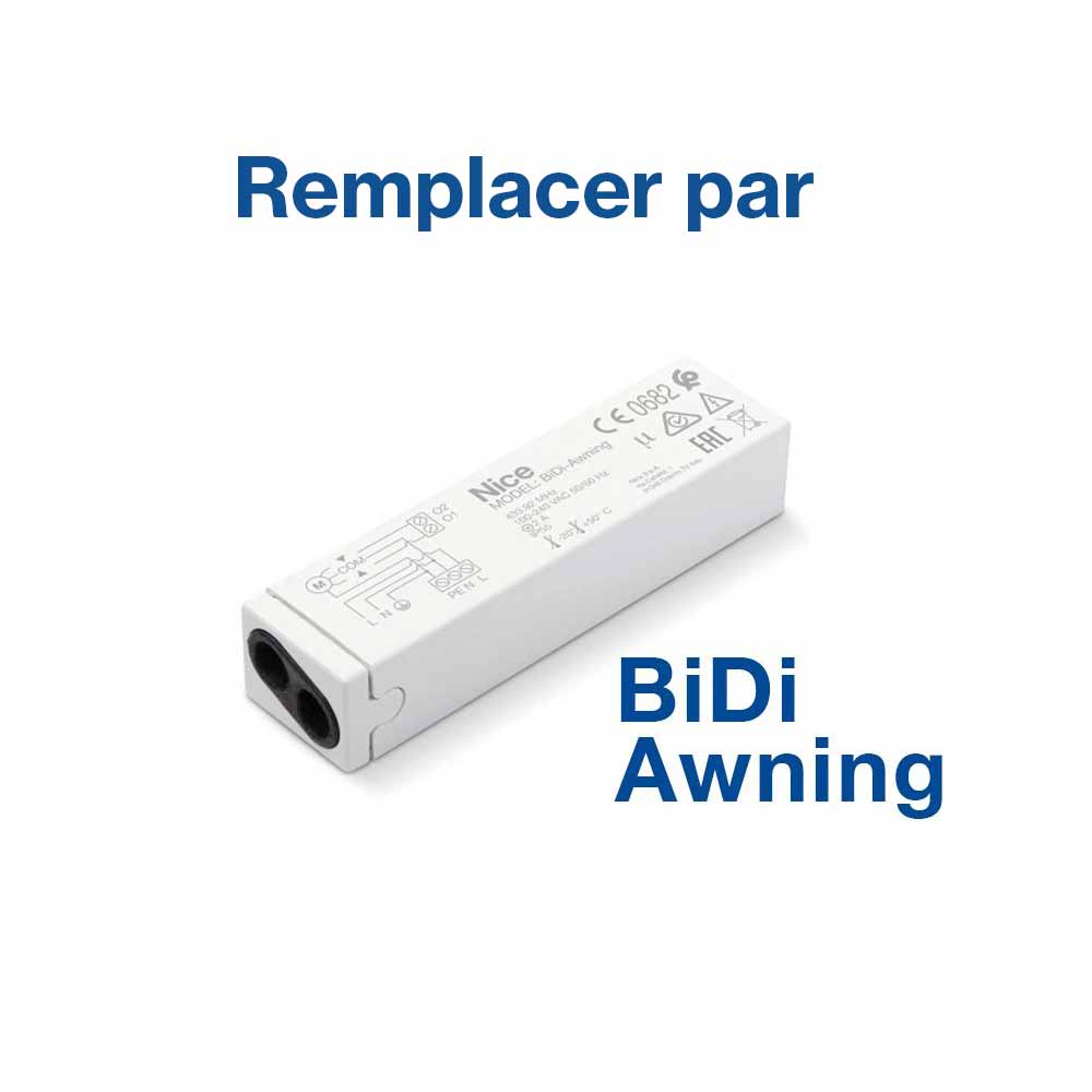 Récepteur radio Nice TT1N remplacé par Bidi Awning