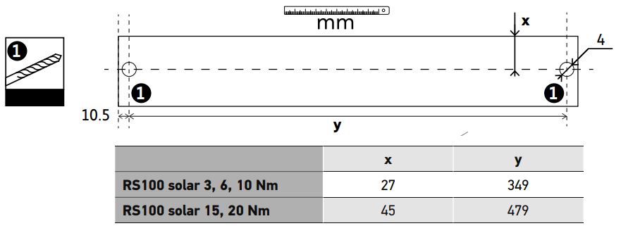 Plan d'installation pour la réservation en mm.