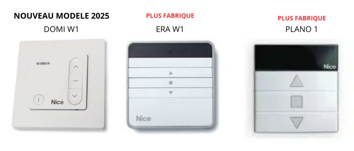 Émetteur Nice Domì W1 remplace ERA W1 et PLANO1