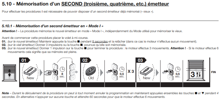 mémorisation nouveau emetteur PLANO ERGO Nice