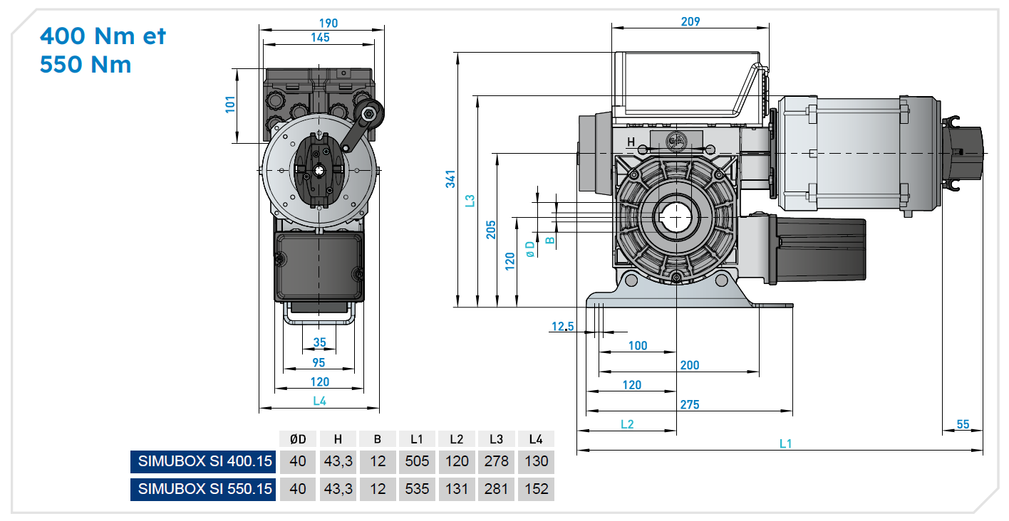 Dimension moteur SOMUBOX SI 400-15